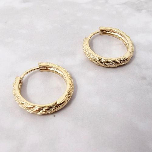 Womens 18ct Gold Plated Small Twisted Gold Hoops - - One Size - Harfi - Modalova