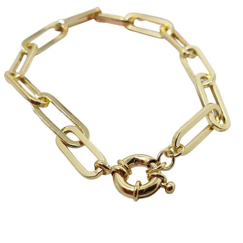 Womens 18ct Gold Plated Paperclip Bracelet - - One Size - Harfi - Modalova