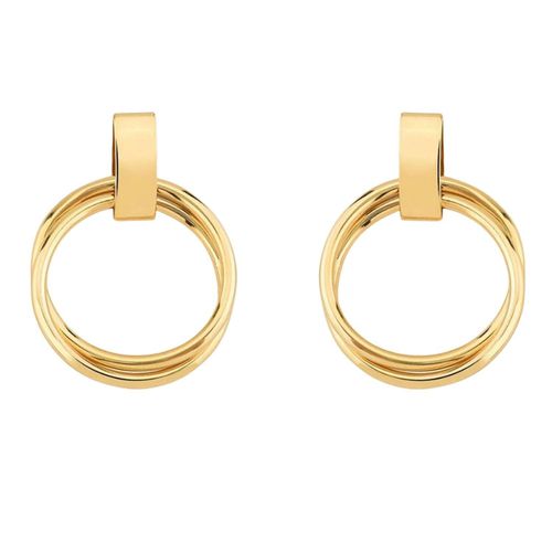 Womens 18ct Gold Plated Dual Hoop Earrings - - One Size - Harfi - Modalova