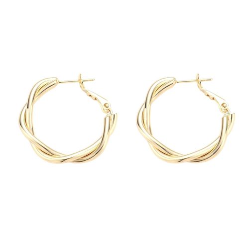 Womens 18ct Gold Plated Twisted Hoop Earrings - - One Size - Harfi - Modalova