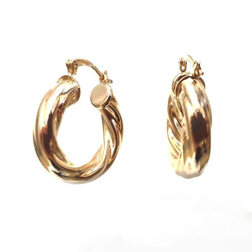 Womens 18ct Gold Plated Brush Hoop Earrings - - One Size - Harfi - Modalova