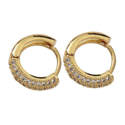 Womens 18ct Gold Plated Luxe Pave Huggie Earrings - - One Size - Harfi - Modalova
