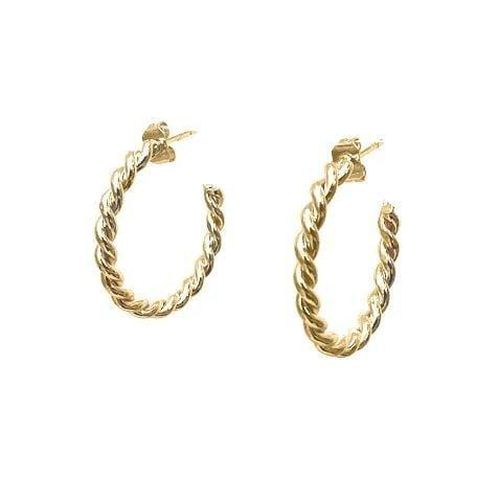 Womens 18ct Gold Plated Rope Hoop Earrings - - One Size - Harfi - Modalova