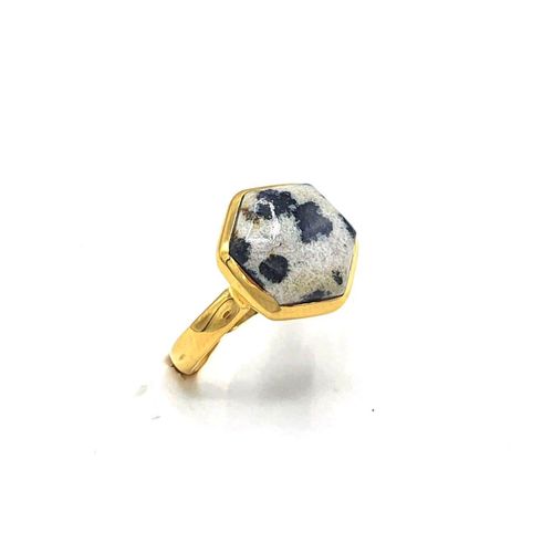 Womens 18ct Gold Vermeil Dalmatian Jasper Ring - - K - NastyGal UK (+IE) - Modalova