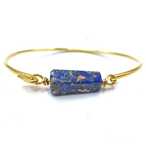 Womens 18ct Gold Vermeil Lapis Lazuli Bangle Bracelet - - One Size - Harfi - Modalova