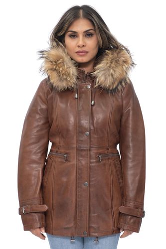 Womens Leather Hooded Parka Jacket-Putian - - 20 - Infinity Leather - Modalova