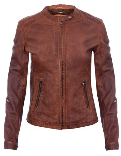 Womens Tan Leather Biker Jacket-Prague - - 8 - Infinity Leather - Modalova