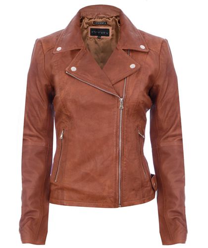 Womens Tan Leather Biker Jacket-Sacramento - - 18 - NastyGal UK (+IE) - Modalova