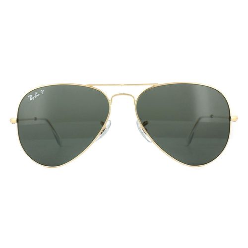 Aviator Gold Green Polarized Sunglasses - - One Size - Ray-Ban - Modalova