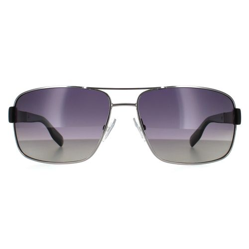 Wrap Ruthenium Gradient Polarized Sunglasses - One Size - Hugo Boss - Modalova