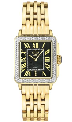 Womens Padova Swiss Quartz Diamonds Black Dial Yellow Gold Watch - - One Size - GV2 - Modalova