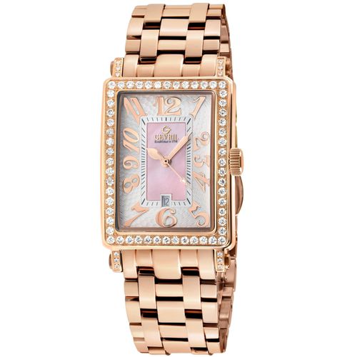 Womens Ave of Americas Mini Rose Stainless Steel Diamond Case, Pink MOP Dial Swiss Quartz Watch - - One Size - Gevril - Modalova