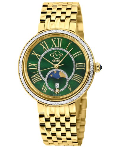 Womens Genoa SS IP Gold Case, Green MOP Dial, IPYG Stainless Steel Watch - - One Size - GV2 - Modalova