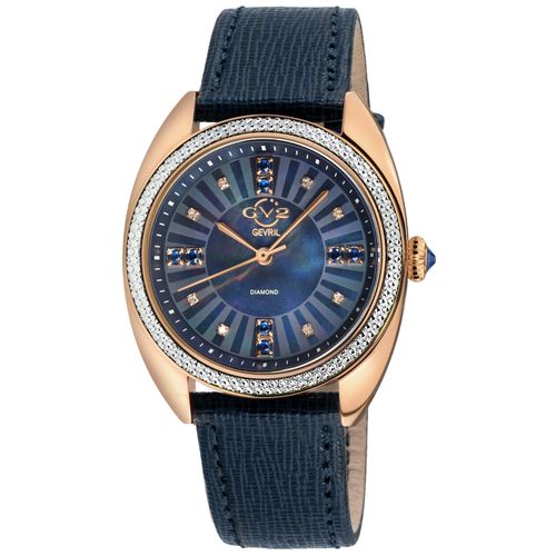 Womens Palermo Diamond , MOP Black Dial, Genuine Black Handmade Leather Strap Swiss Quartz Watch - - One Size - GV2 - Modalova