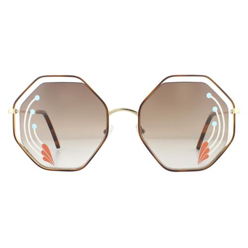 Womens Square Havana Gold Brown Gradient Sunglasses - - One Size - Chloe - Modalova