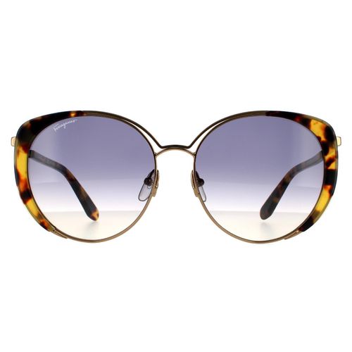 Womens Cat Eye Amber Gold Tortoise Blue Gradient Sunglasses - - One Size - Salvatore Ferragamo - Modalova