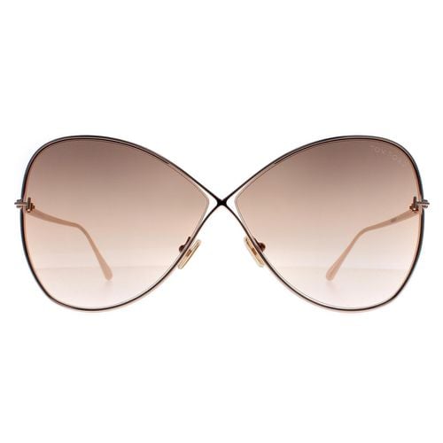 Womens Butterfly Shiny Rose Gold Brown Gradient FT0842 Nickie - - One Size - Tom Ford - Modalova
