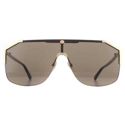 Shield Gold and Black Brown Sunglasses - - One Size - Gucci - Modalova