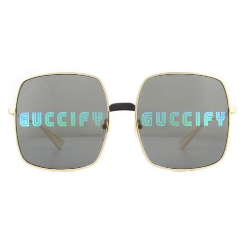 Womens Square Gold Grey with Multicolour Guccify Mirror Sunglasses - - One Size - NastyGal UK (+IE) - Modalova
