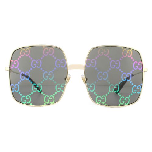 Womens Square Gold Grey with Multicolour Gradient Mirror GG0414S Sunglasses - - One Size - NastyGal UK (+IE) - Modalova