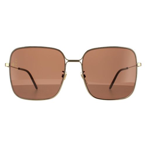 Womens Square Gold Brown Sunglasses - - One Size - Gucci - Modalova