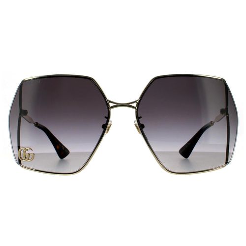 Womens Square Gold Grey Gradient Sunglasses - - One Size - Gucci - Modalova