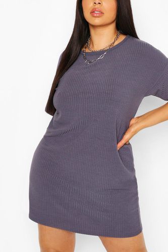 Womens Plus Basic Soft Rib Oversized T-Shirt Dress - - 28 - boohoo - Modalova