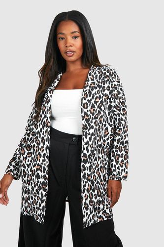 Womens Plus Leopard Print Duster Coat - - 28 - boohoo - Modalova
