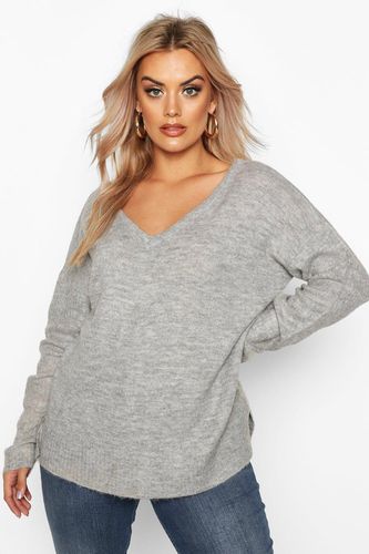 Womens Plus Jumper With V Neck Detail Front And Back - - 22 - boohoo - Modalova
