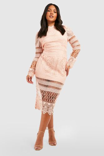 Womens Plus Lace Panelled Midi Dress - - 24 - boohoo - Modalova
