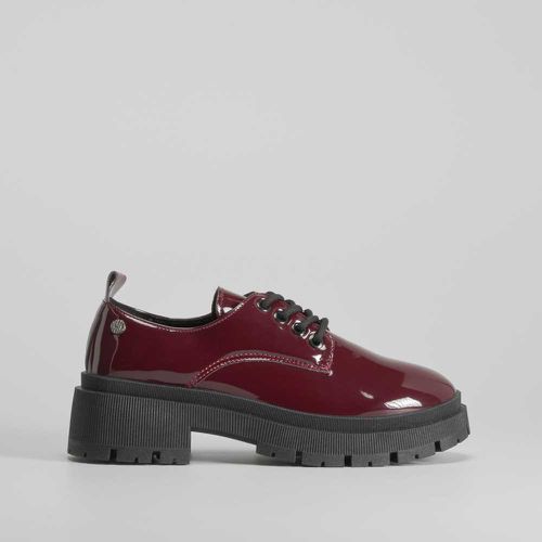 Zapato Blucher granate de charol con cordones - Talla: 37 - NYC - Modalova