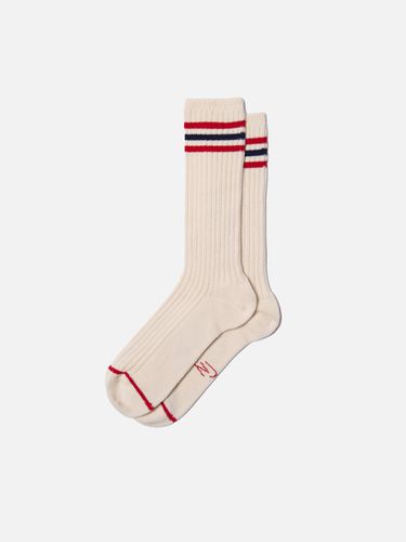Men Tennis Socks Retro Offwhite/Red Men's Organic One Size Sustainable Clothing - Nudie Jeans - Modalova