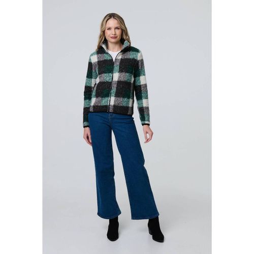 Checked Zip Front Boxy Teddy Jacket men's in - Izabel London - Modalova