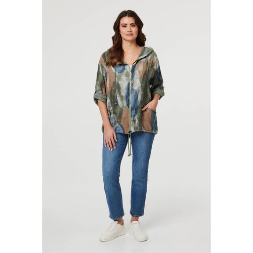Abstract Relaxed Hood Drawstring Jacket men's in - Izabel London - Modalova