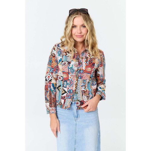 Embroidered Texture Button Front Jacket men's in - Izabel London - Modalova