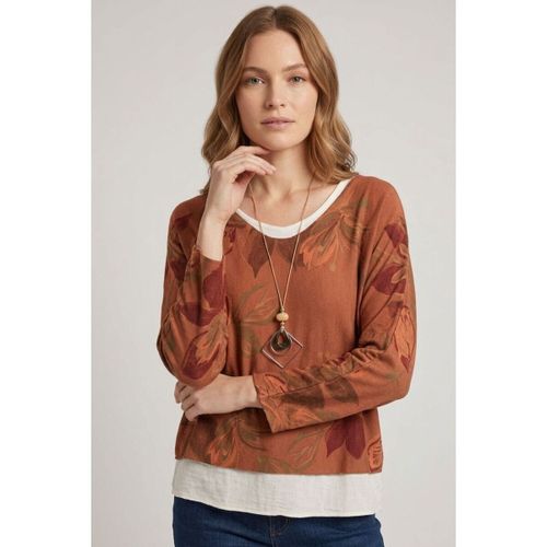 Leaf Print Layered Long Sleeve Top men's Long sleeved Shirt in - Izabel London - Modalova