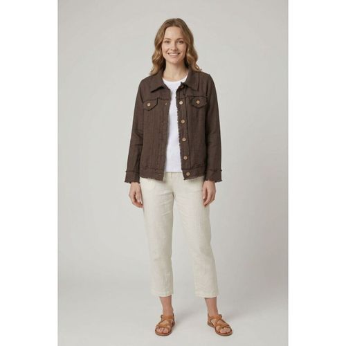 Frayed Hem Button Front Shirt Jacket men's in - Izabel London - Modalova