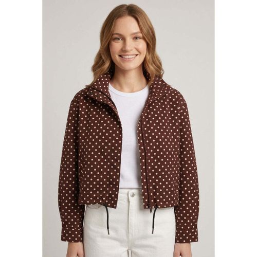 Polka Dot Drawstring Hem Zip-Up Jacket men's in - Izabel London - Modalova