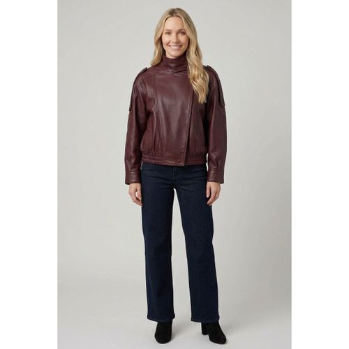 Faux Leather Asymmetric High Neck Jacket men's in - Izabel London - Modalova
