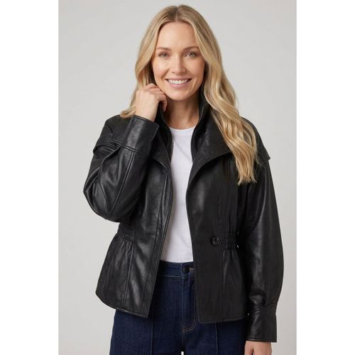 Faux Leather Layered High Neck Jacket men's in - Izabel London - Modalova