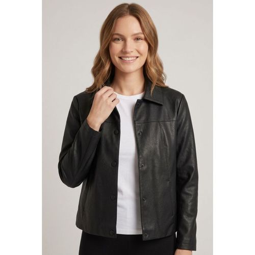 Faux Leather Collared Boxy Jacket men's Leather jacket in - Izabel London - Modalova