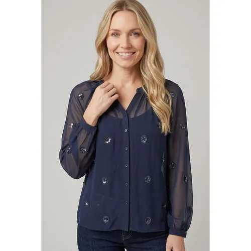 Sheer Sequin Embellished Blouse men's Long sleeved Shirt in - Izabel London - Modalova