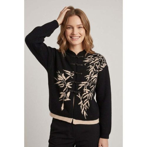 Leaf Print Mandarin Button-Up Cardigan women's in - Izabel London - Modalova