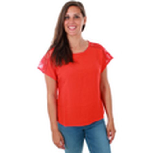 Camiseta 10213128 VMCILLE BOCA SS TOP WVN FIERY RED para mujer - Vero Moda - Modalova