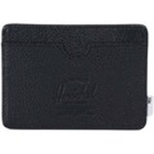 Cartera Charlie Tile Black Pebbled Leather para hombre - Herschel - Modalova