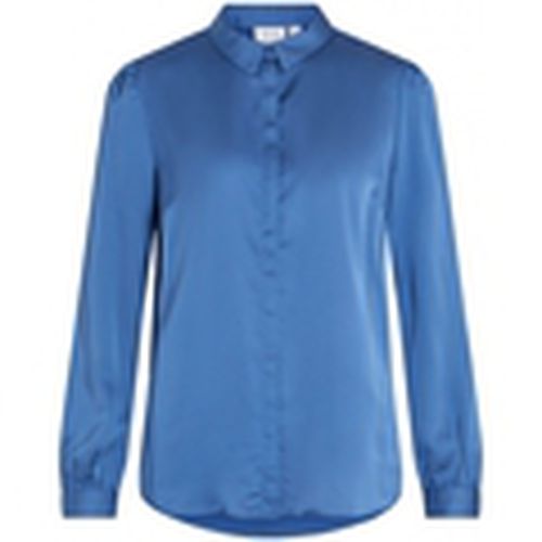Blusa Camisa Ellette Satin L/S - Federal Blue para mujer - Vila - Modalova