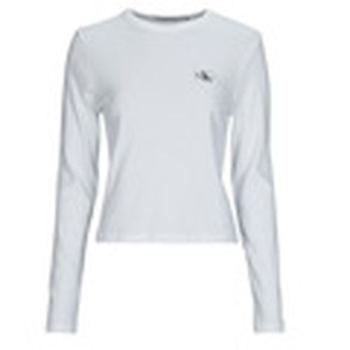 Camiseta manga larga WOVEN LABEL RIB LONG SLEEVE para mujer - Calvin Klein Jeans - Modalova