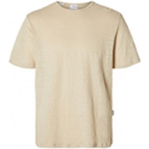 Tops y Camisetas T-Shirt Bet Linen - Oatmeal para hombre - Selected - Modalova