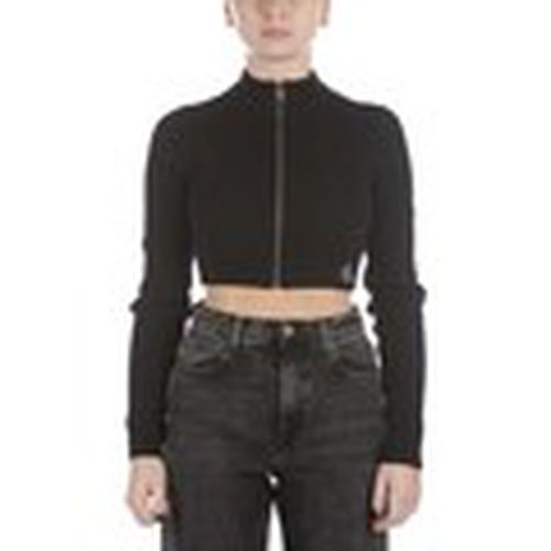 Jersey Maglione Calvin Klein Badge Cropped Zip Nero para mujer - Ck Jeans - Modalova