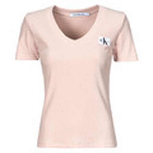 Camiseta WOVEN LABEL RIB V-NECK TEE para mujer - Calvin Klein Jeans - Modalova